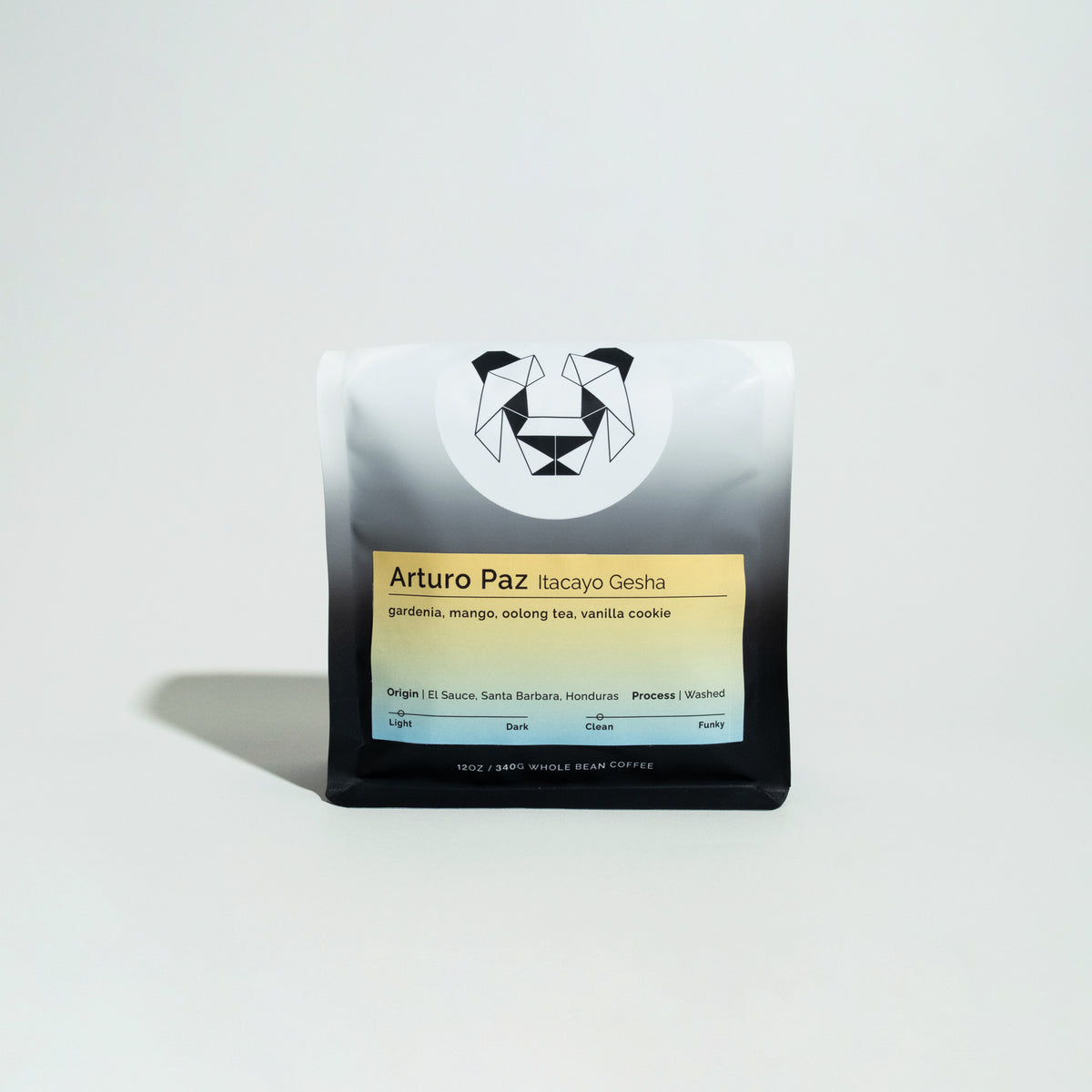 Bag of Arturo Paz - Itacayo Gesha coffee in front of a white background