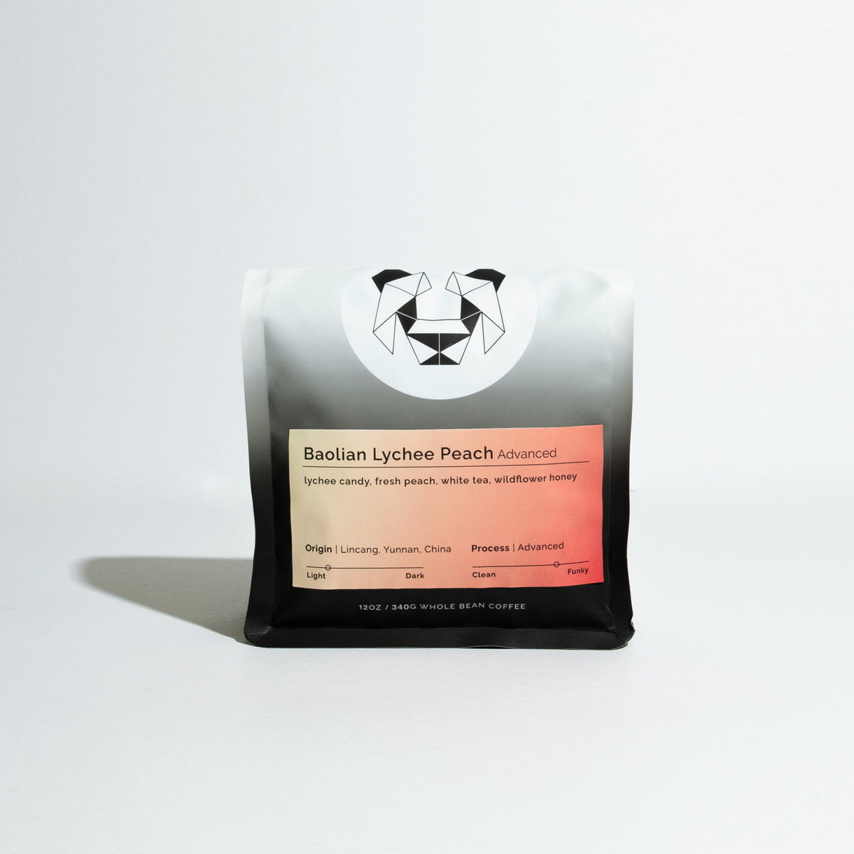 Bag of Baolian Lychee Peach - Advanced coffee in front of a white background