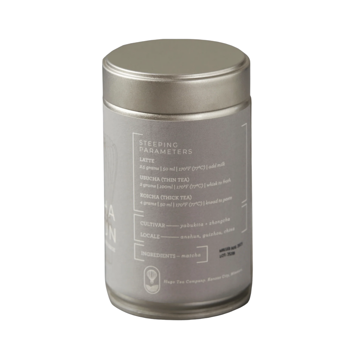 tea canister with metal lid on a white background